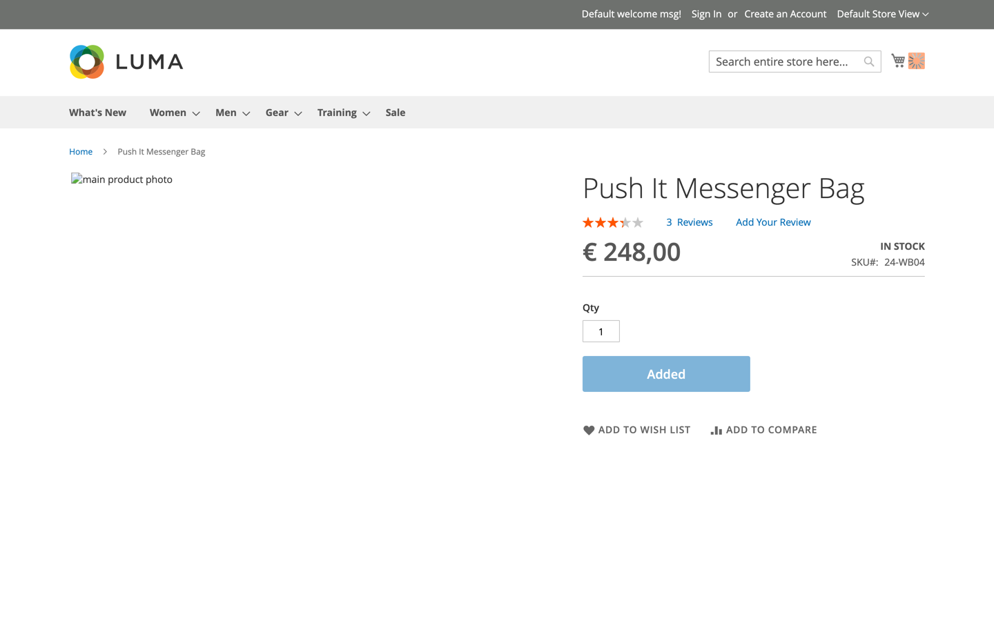 Storefront product page